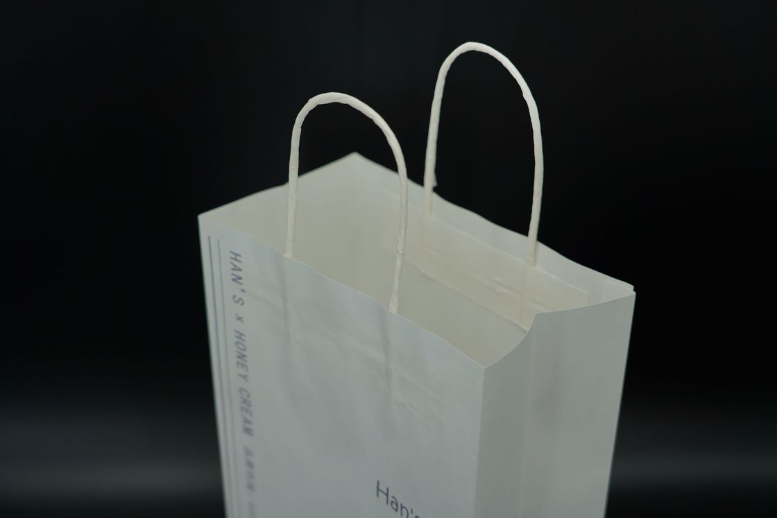 Takeaway Kraft Paper Coffee Bags Recycled Paper Take Out Bags With Handles