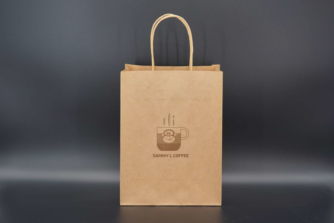 Takeaway Eco Paper Bags Brown Kraft Paper Shopping Bag Customized