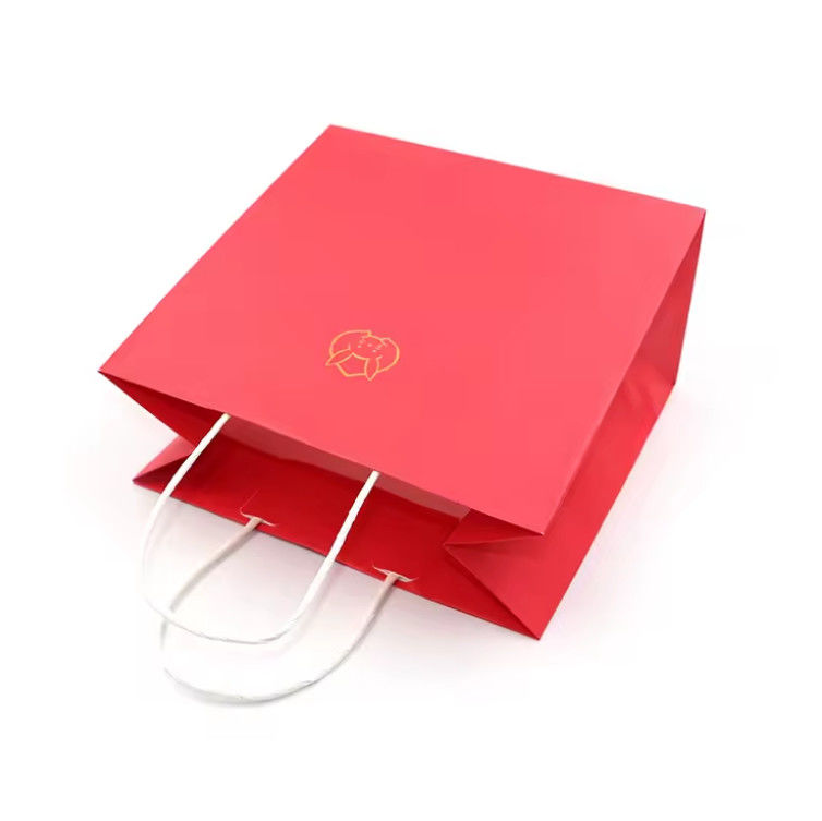 Red Shopping Bag Food Takeout Bag Tear Wholesale Custom Factory Manufacturing Process Paper Bag