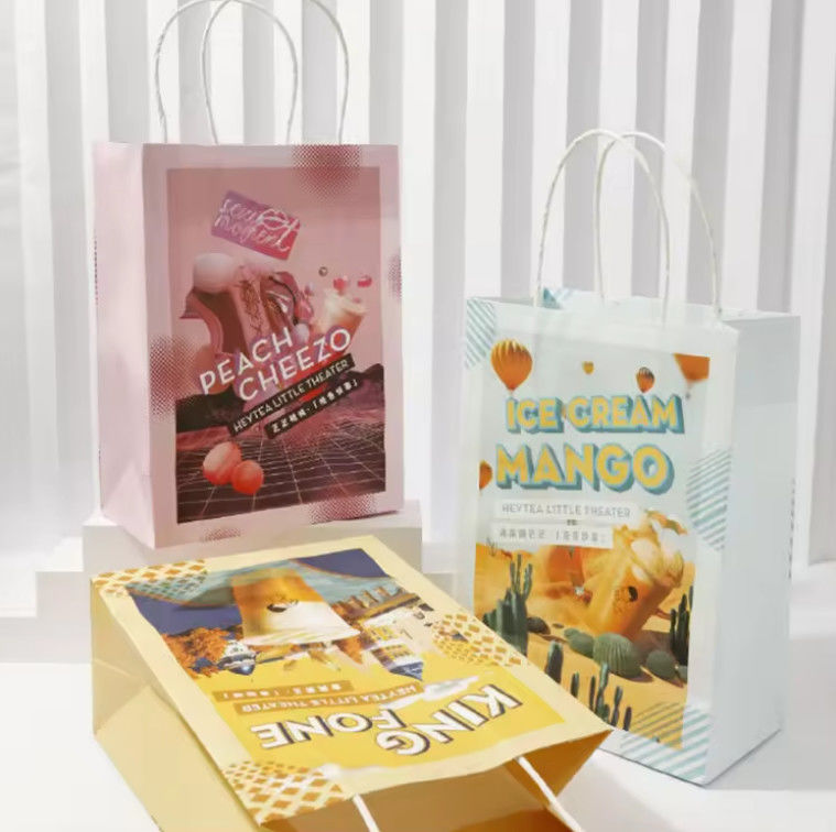 Red Shopping Bag Food Takeout Bag Tear Wholesale Custom Factory Manufacturing Process Paper Bag
